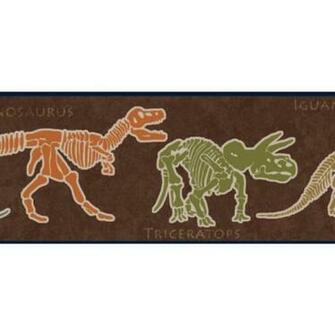 Dinosaur Skeleton Bones Mural Wallpaper Border All Walls