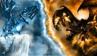 Of Warcraft Wow Dragons Fire Snow Games Dragon Ice Fantasy Wallpaper