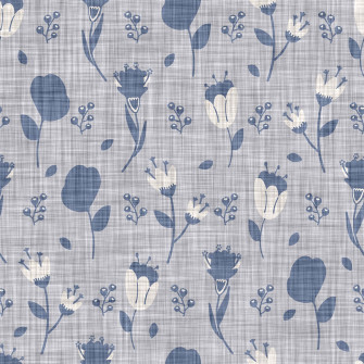 Navy Floral Wallpaper