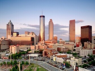 Atlanta Georgia Skyline With Skyscappers Wallpaper