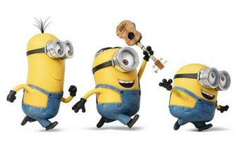 Minions Cartoon Characters Three Yellow Glasses Gloves