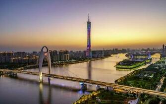 Wallpaper Beautiful Guangzhou Canton Tower Bridge River