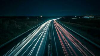 Time Lapse Photography Highway Night Traffic Lights HD