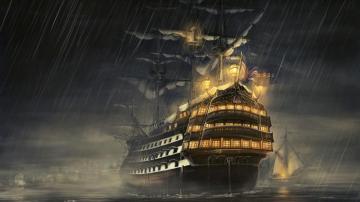 Wallpaper Ships Sea Light Rain Full HD 1080p