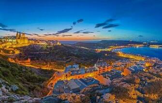 Wallpaper Sea Landscape Lights Home Panorama Malta Mellieha