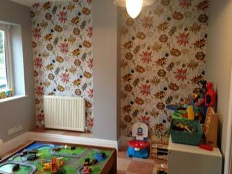Rasch Kapow Wallpaper Dulux Chic Shadow Paint For Our Playroom