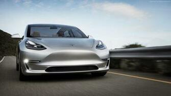 Silver Tesla Model Wallpaper