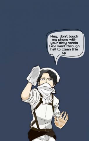 Levi Cleaning Your Screen Anime Lock Wallpaper