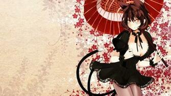 Anime Girl Dress Black Hair Wallpaper