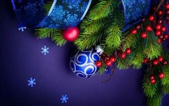 Christmas Balls And Trees HD Nice Wallpaper