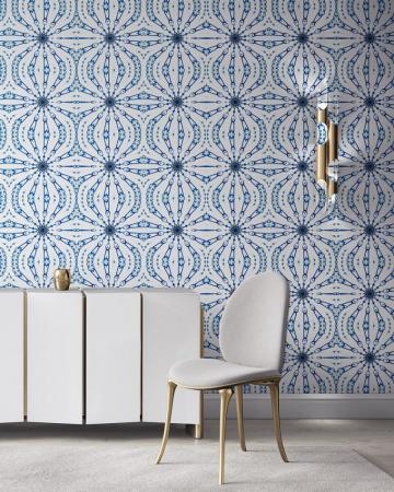 Fern Blue And White Vellum Wallpaper Pearl Maude