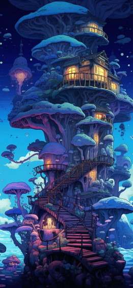 Fantasy House Blue Aesthetic Wallpaper Beautiful