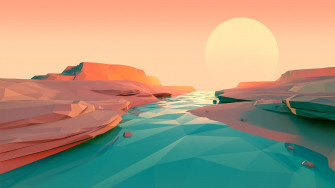 Low Poly River Minimal Wallpaper R