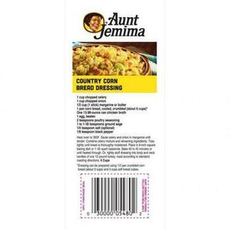 Aunt Jemima Cornbread Dressing Recipe On Bag With Image