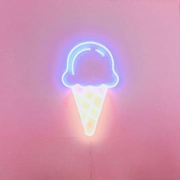 Pink Ice Cream Neon Light Pastel Aesthetic Photo