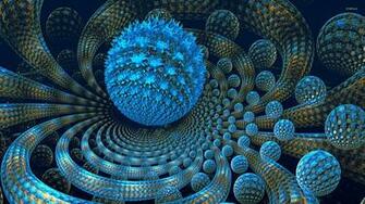 Blue Fractal Orbs Wallpaper 3d