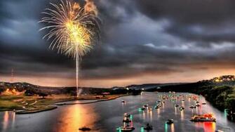 July Fireworks Over Lake Austin Texas Wallpaper