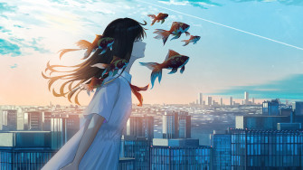 Anime Girl City 4k Phone iPhone Wallpaper 764a