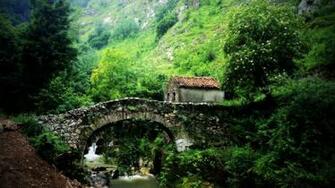Wallpaper Stone Bridge A Mountain River Nature Widescreen On The
