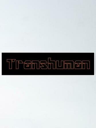 Transhuman Orange Outline On Black Background Poster By