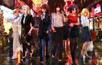 Wallpaper Night The City Lights Girls Street Ryougi Shiki
