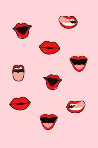 Red Lip Graphic Style With Image Background HD Wallpaper