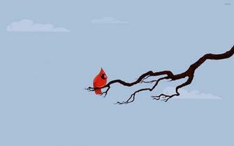 Red Bird On A Branch Wallpaper Vector