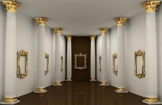 Roman Pillars In White Corridor 3d House
