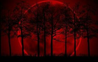 Wallpaper Red Background The Moon Darkness Black Trees