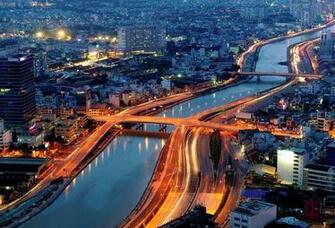 Wallpaper Vietnam City Saigon River Evening Desktop