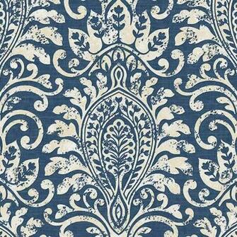 Medallion Style Damask In Americana Blue Wallpaper