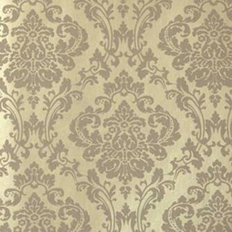 Vintage Luxury Black Damask On Silver Textured Embossed Wallpaper Roll