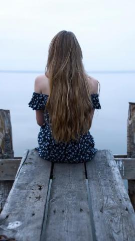 Girl Sitting Alone Wallpaper iPhone