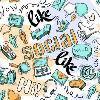 Seamless Doodle Social Media Pattern Background Background