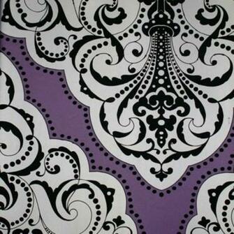 Mood Living Fiona Silver And Black On Purple Wallpaper
