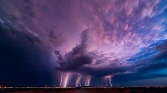 Wallpaper Field Lightning Road Sky Thunderclouds