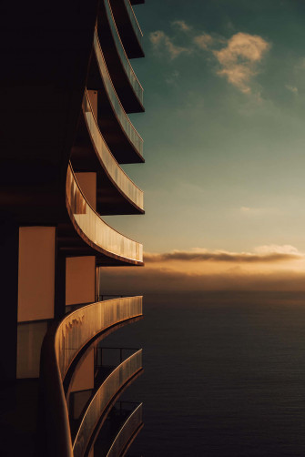 Oceanfront Structure With Dope Balconies Wallpaper