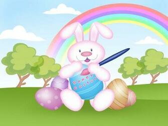 Cute Easter Bunny Happy Computer Desktop Wallpaper
