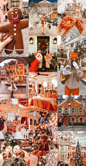 Christmas Collage Aesthetic Ideas Brown Orange