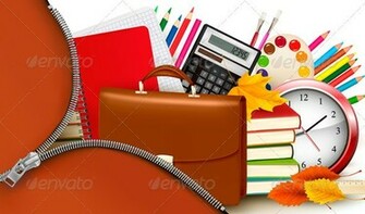 Back To School Background With Supplies And Open Zipper Vector