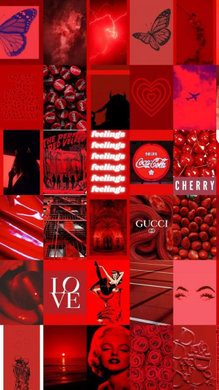 Neon Red Collage Phone Wallpaper In Pretty