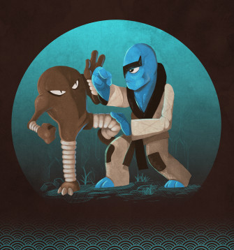 Hitmonlee Vs Sawk On Wallpaper