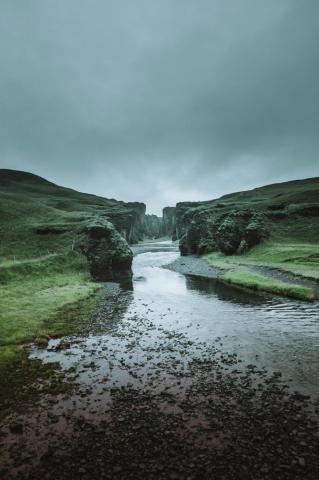 River Stream Coast Steep Stony Ditch Faroe Islands