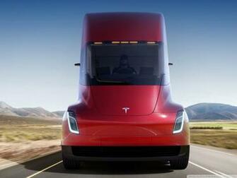 Red Tesla Semi Electric Truck Road 4k HD Desktop Wallpaper For