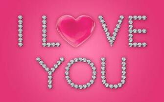 I Love You Diamonds Pink Heart Wallpaper