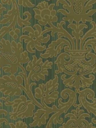 Looking Green And Brown Damask Wallpaper From The Book Raymond Waites