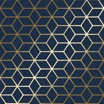 Cubic Shimmer Metallic Wallpaper In Navy Blue Gold I Love