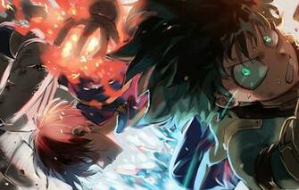 Wallpaper Boku No Hero Academy Todoroki Shouto Izuku Midoriya
