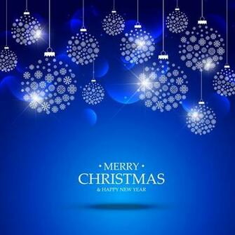 Blue Background Of Christmas Ball Made Snowflakes