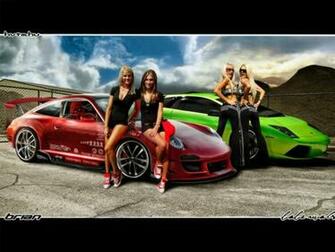 Car Girl And Red Porsche Wallpaper